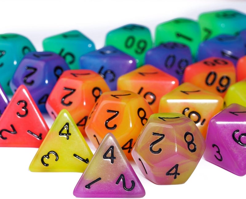 Poludie 5 Sets Glow in The Dark DND Dice, 35Pcs Luminous Polyhedral Dice Set with 1 Leather Dice Bag, Glowing D&D Dice for RPG Table Games(5Sets/35Pcs Glowing Dice) - Image 4